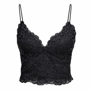 Express Black Lace Bralette Crop Top Floral Sheer Camisole Y2K Goth- Medium